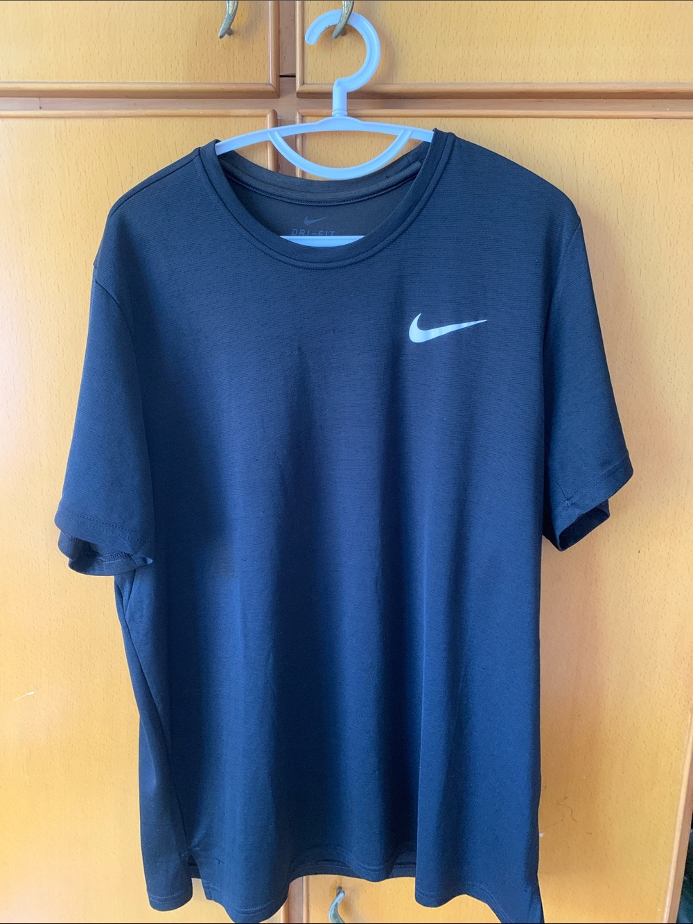 Nike Black Short-Sleeve Dri-FIT Tee with White Swoosh